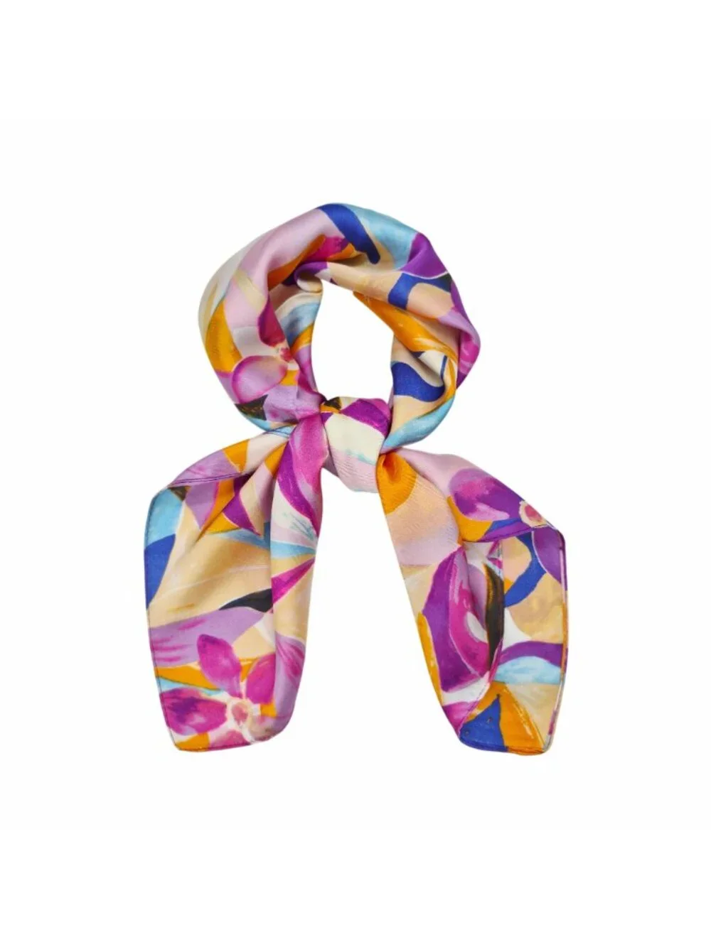 ✨Luxury Chic Silky Square Scarf Purple White Iris Flower Print Head Bandana New✨